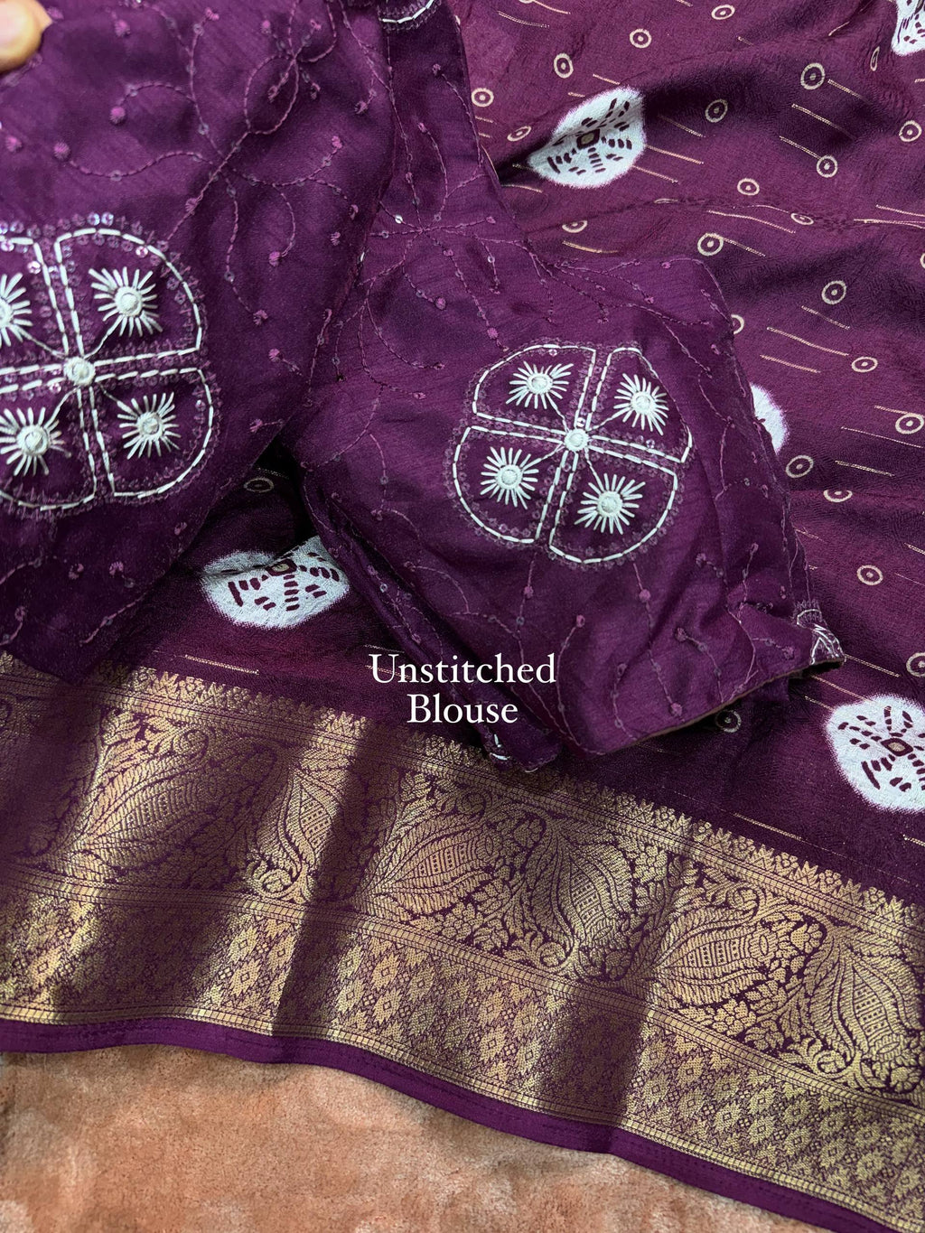 New Jacquard Silk Print Saree with Embriodered Blouse