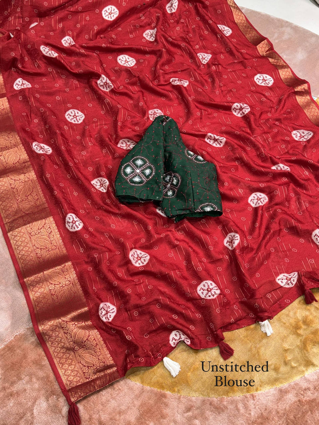 New Jacquard Silk Print Saree with Embriodered Blouse