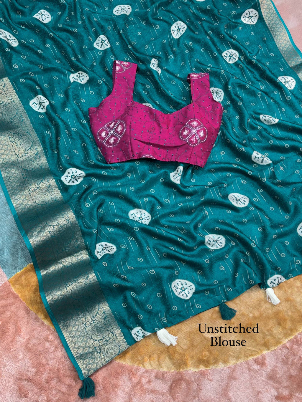 New Jacquard Silk Print Saree with Embriodered Blouse