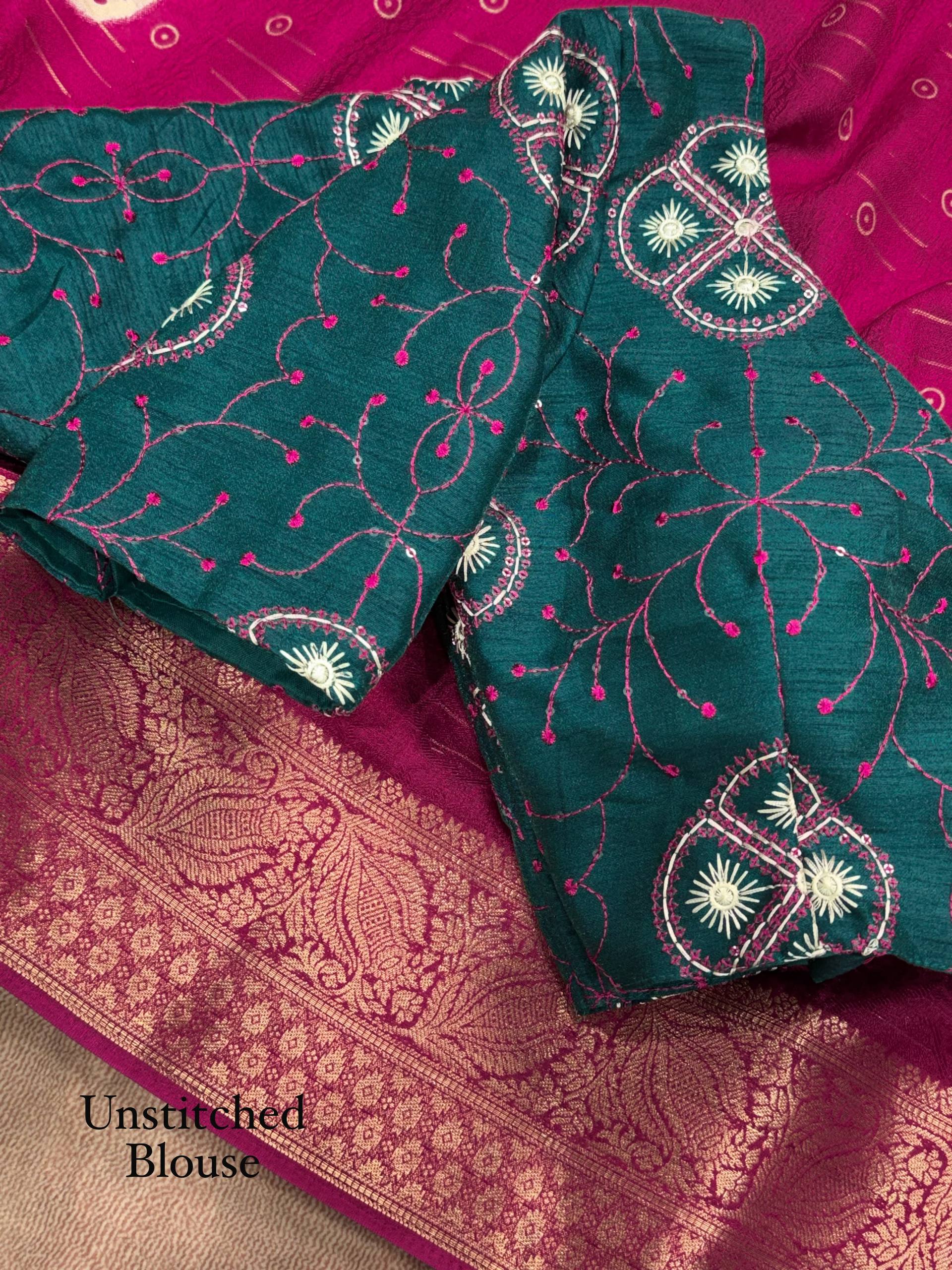 New Jacquard Silk Print Saree with Embriodered Blouse
