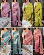 Bandhej Kota Linen Saree with Embroidered Blouse