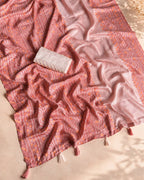 Bandhej Kota Linen Saree with Embroidered Blouse