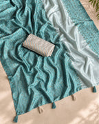 Bandhej Kota Linen Saree with Embroidered Blouse