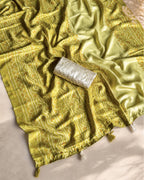 Bandhej Kota Linen Saree with Embroidered Blouse