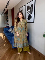 Green Ajrakh Print Crepe Designer Co-ord Set