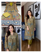 Green Ajrakh Print Crepe Designer Co-ord Set