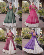 New Geogrette Bandhani Print Kurti Lehenga Navratri Set