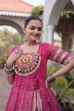New Geogrette Bandhani Print Kurti Lehenga Navratri Set