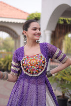 New Geogrette Bandhani Print Kurti Lehenga Navratri Set