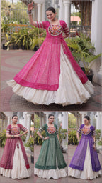 New Geogrette Bandhani Print Kurti Lehenga Navratri Set