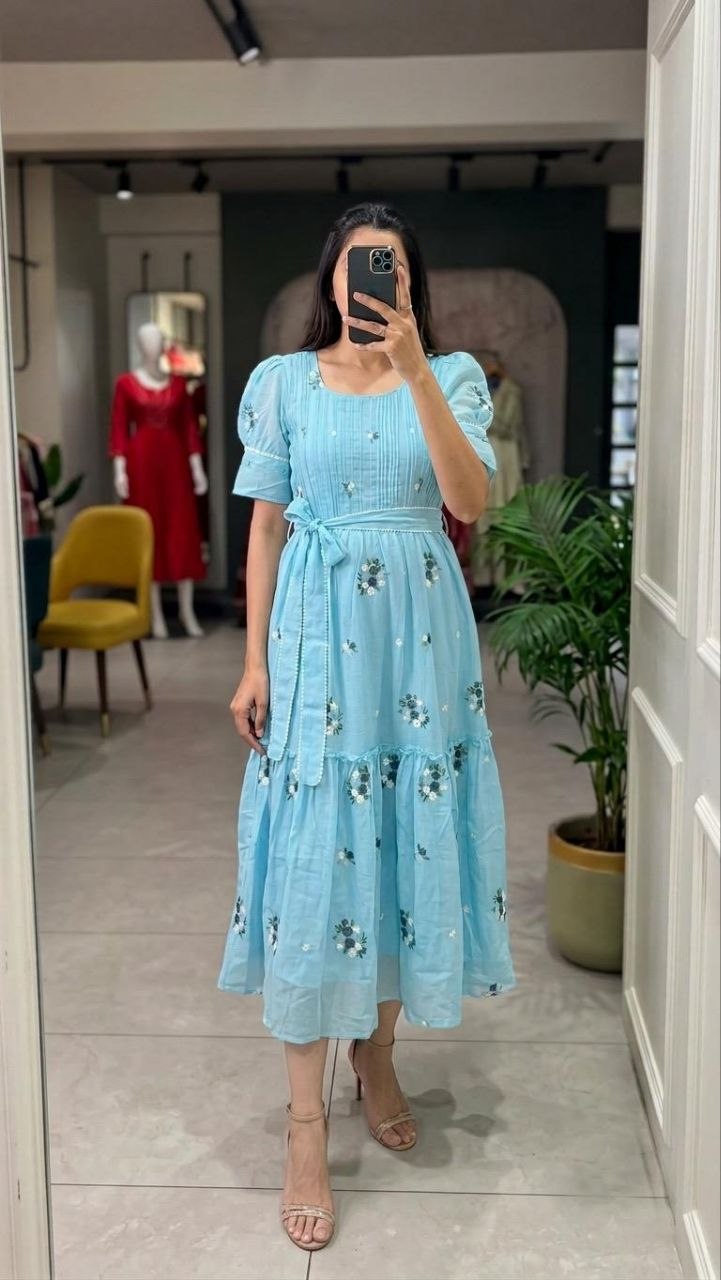 New Chanderi Cotton Maxi Dress