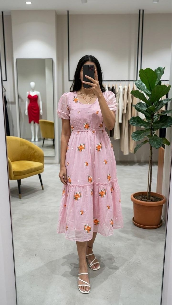 New Chanderi Cotton Maxi Dress