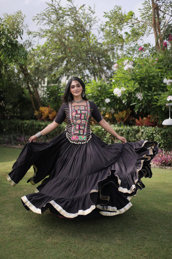 Cotton Kutchi Patch work Blouse Lehenga Navratri Set