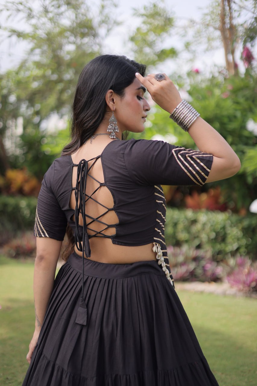 Cotton Kutchi Patch work Blouse Lehenga Navratri Set