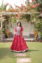 Cotton Kutchi Patch work Blouse Lehenga Navratri Set