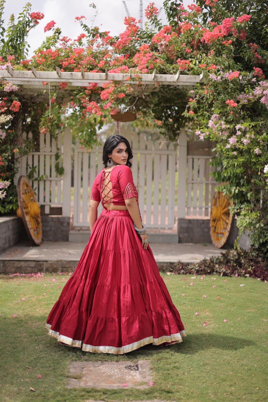 Cotton Kutchi Patch work Blouse Lehenga Navratri Set