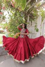 Cotton Kutchi Patch work Blouse Lehenga Navratri Set