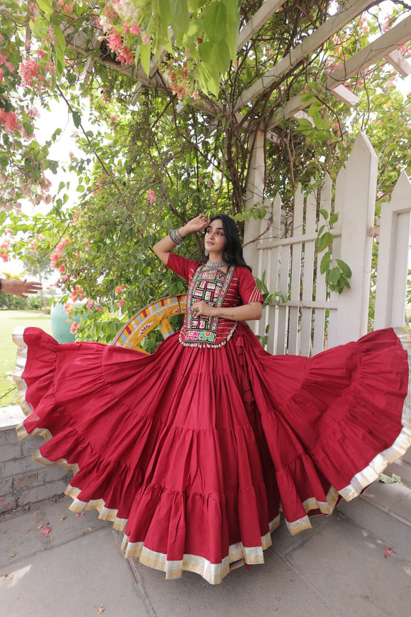 Cotton Kutchi Patch work Blouse Lehenga Navratri Set