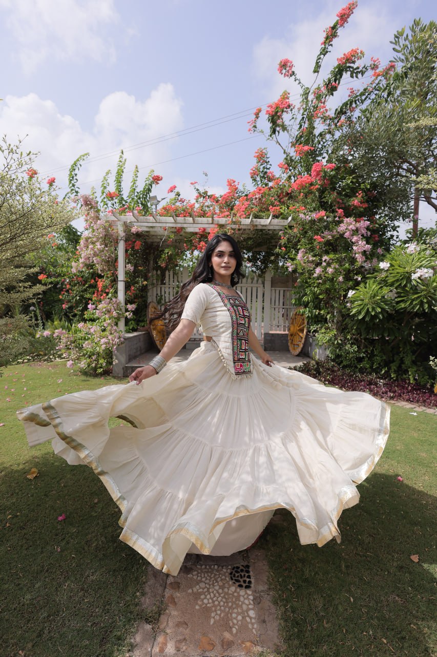 Cotton Kutchi Patch work Blouse Lehenga Navratri Set