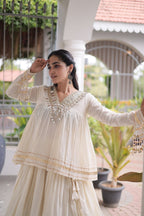 Cotton Zari Gota Work Lehenga with Mirror Blouse Set