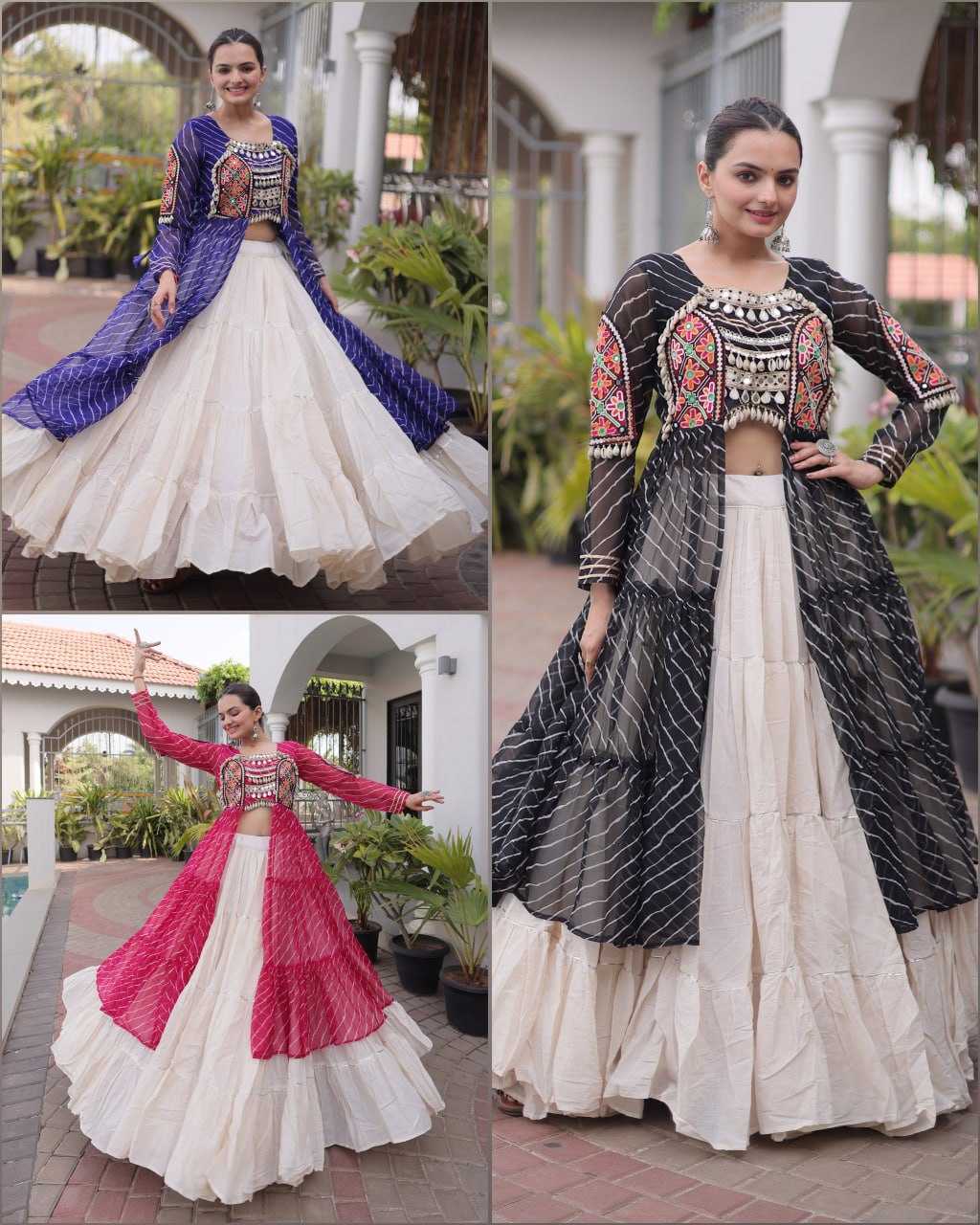 Excluisve Leheriya  Kurti Lehenga Navrati Set