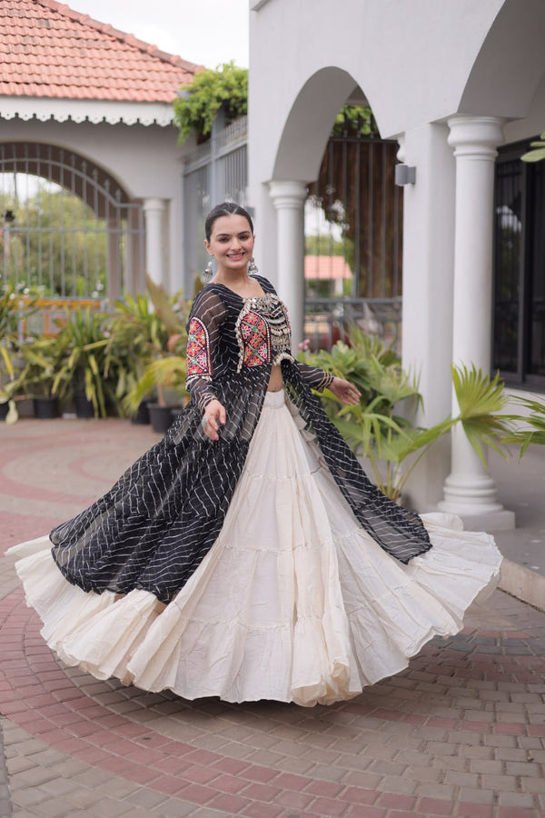 Excluisve Leheriya  Kurti Lehenga Navrati Set