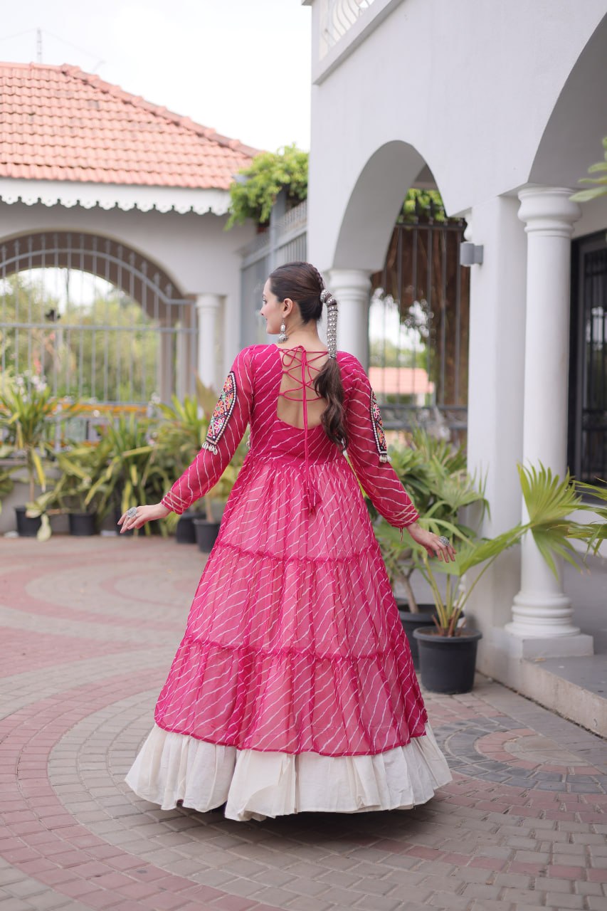Excluisve Leheriya  Kurti Lehenga Navrati Set
