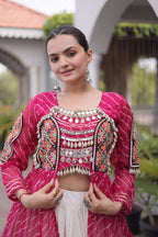 Excluisve Leheriya  Kurti Lehenga Navrati Set