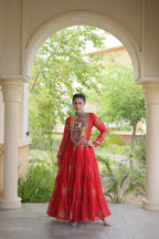 Geogrette Bandhani Print Kutchi Patchwork Festive Gown