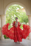 Geogrette Bandhani Print Kutchi Patchwork Festive Gown