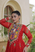 Geogrette Bandhani Print Kutchi Patchwork Festive Gown