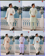 Mens's Royal Kurta Pant Set with Koti