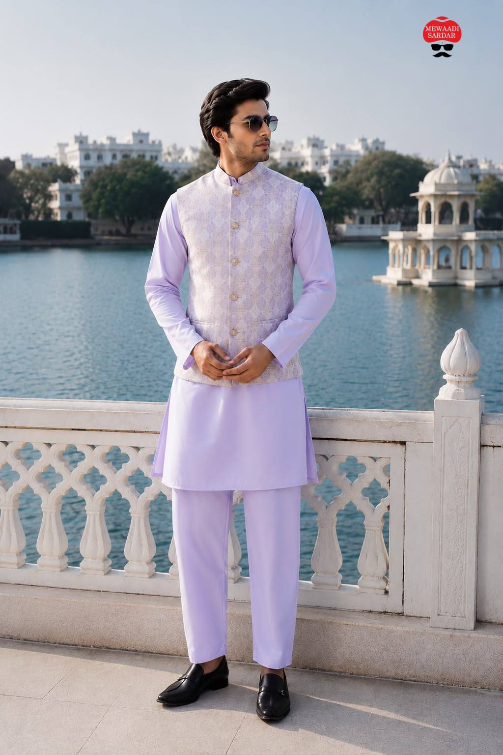 Mens's Royal Kurta Pant Set with Koti
