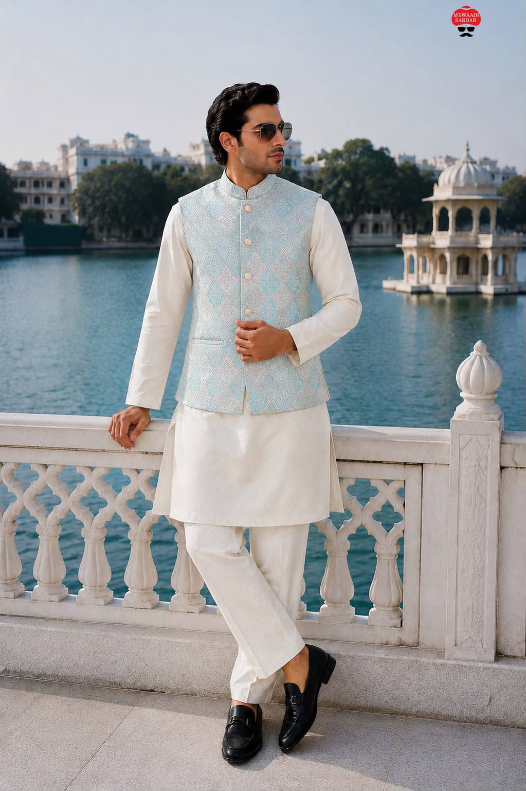 Mens's Royal Kurta Pant Set with Koti
