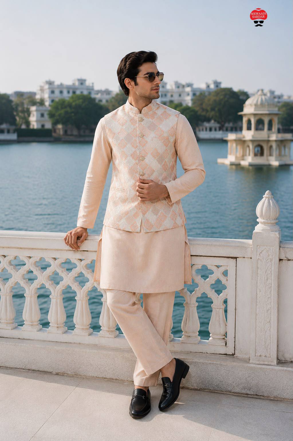 Mens's Royal Kurta Pant Set with Koti