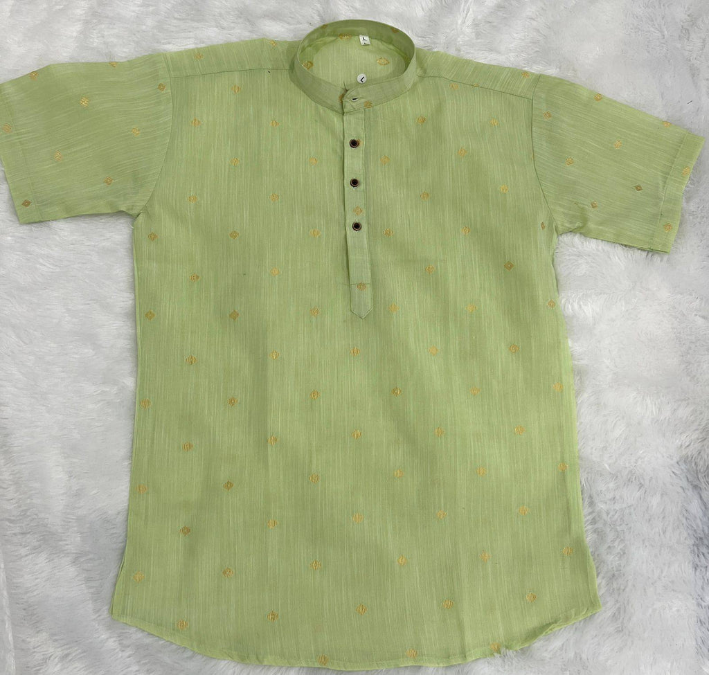 Men's Linen Cotton Half Sleeve Casual Wear Kurta
