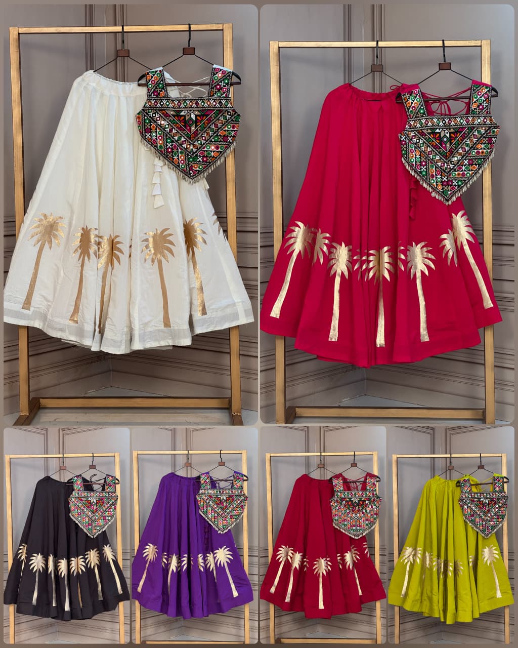 Roman Silk Gota Work Lehenga with Kutchi Blouse Set