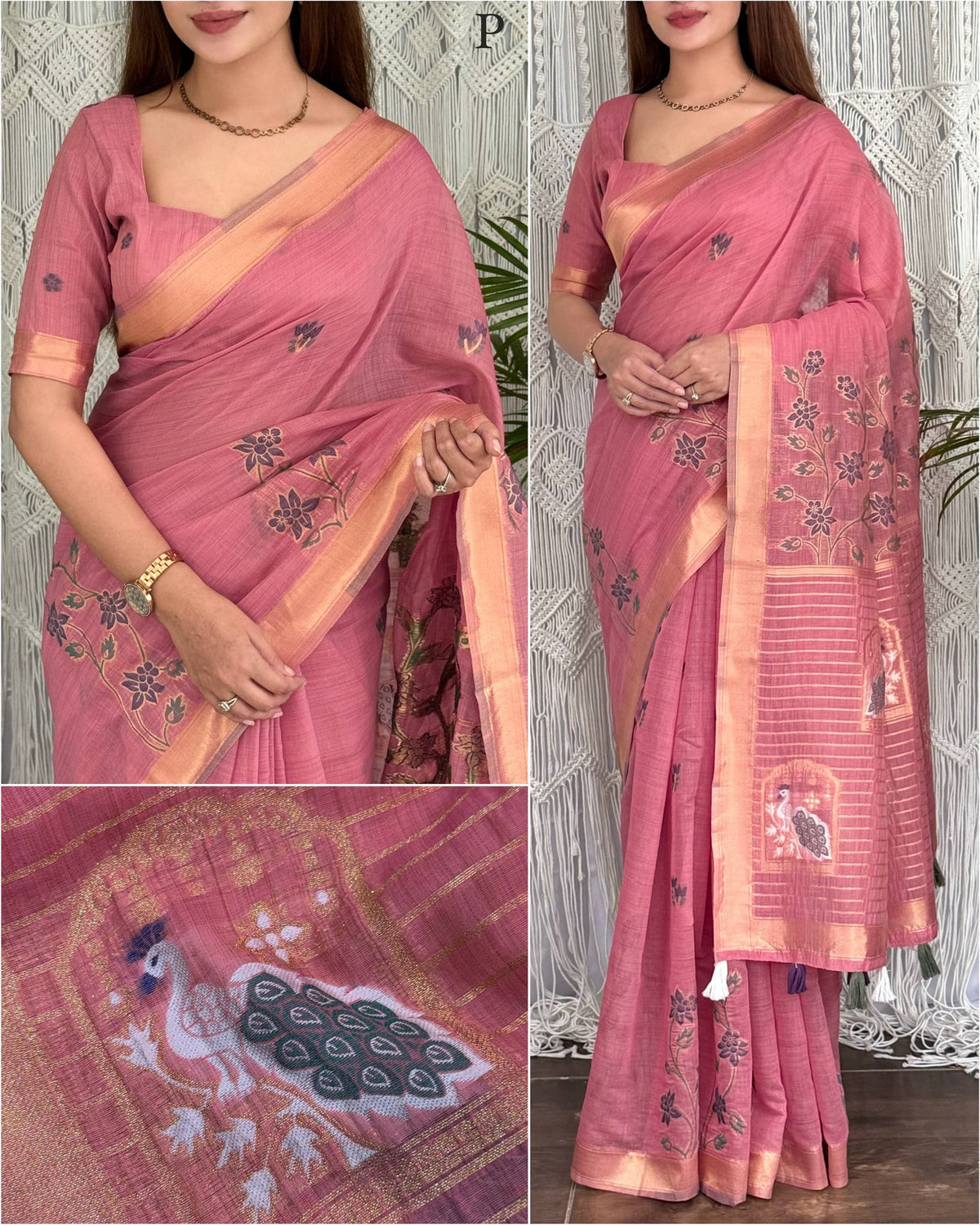 New Linen Cotton Jacquard Weave Saree