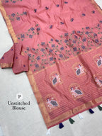 New Linen Cotton Jacquard Weave Saree