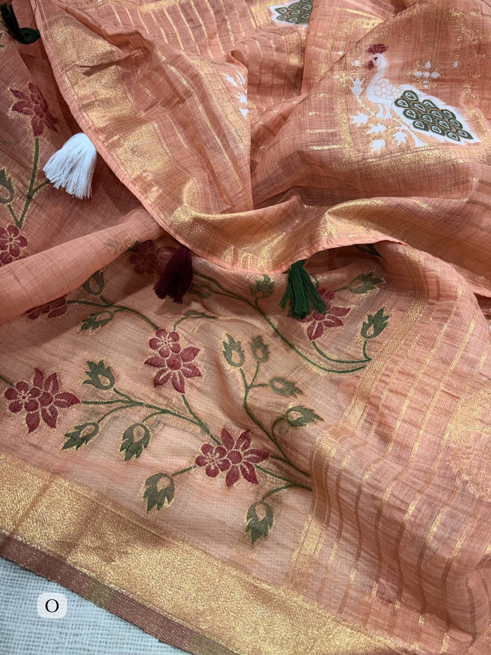 New Linen Cotton Jacquard Weave Saree