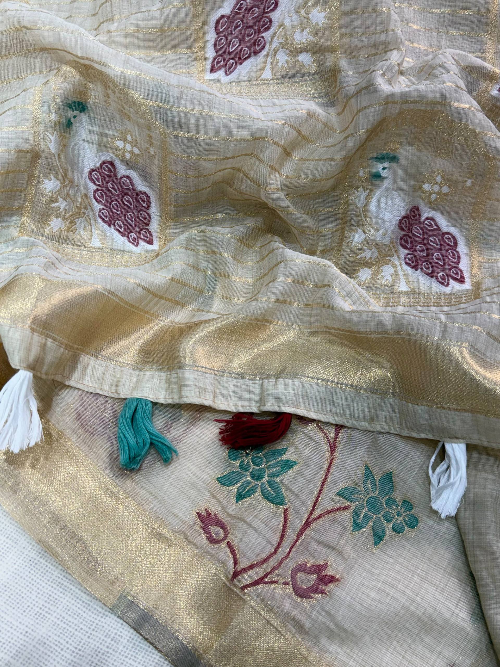 New Linen Cotton Jacquard Weave Saree