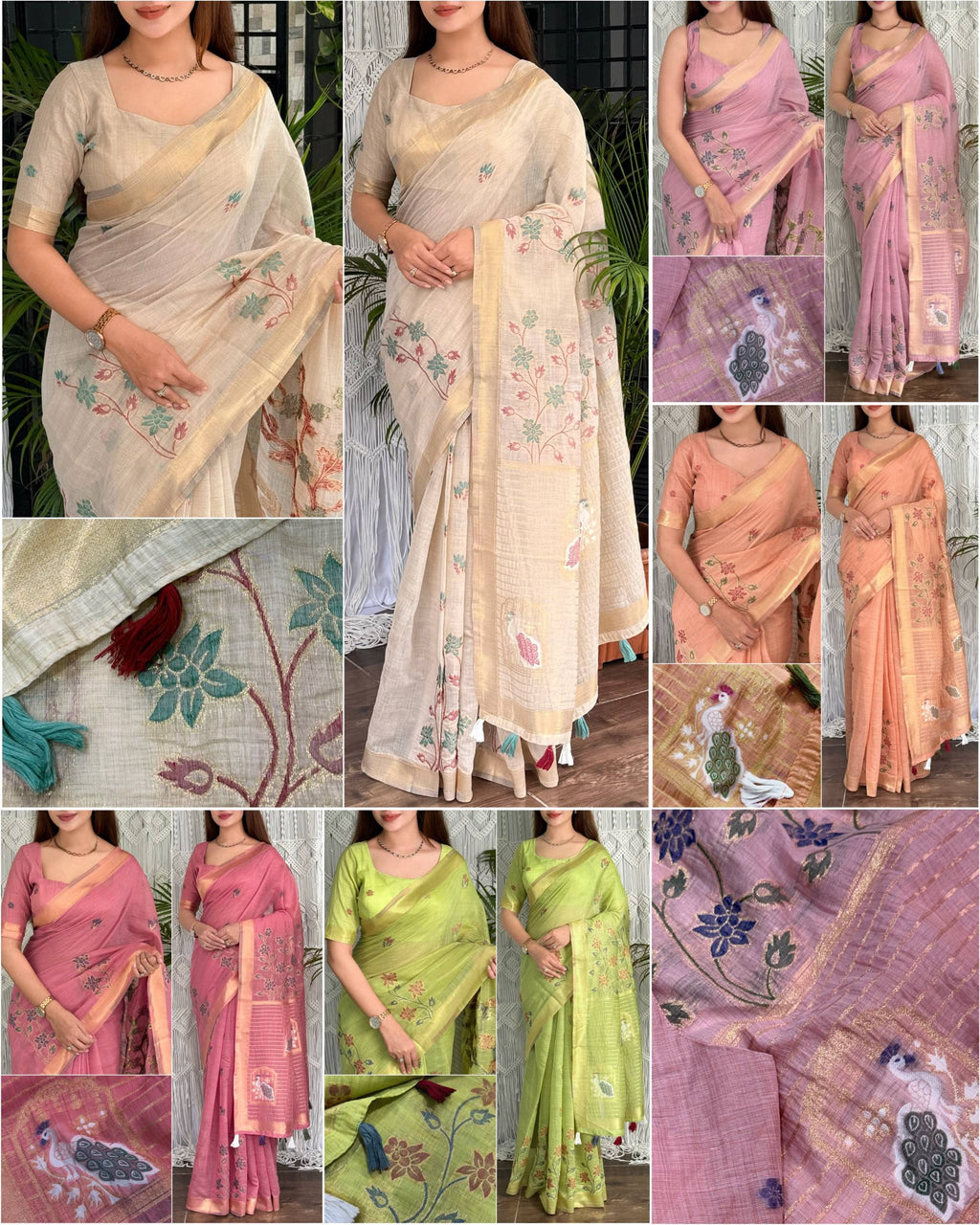 New Linen Cotton Jacquard Weave Saree