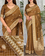 Premium Linen Cotton Jacquard Saree