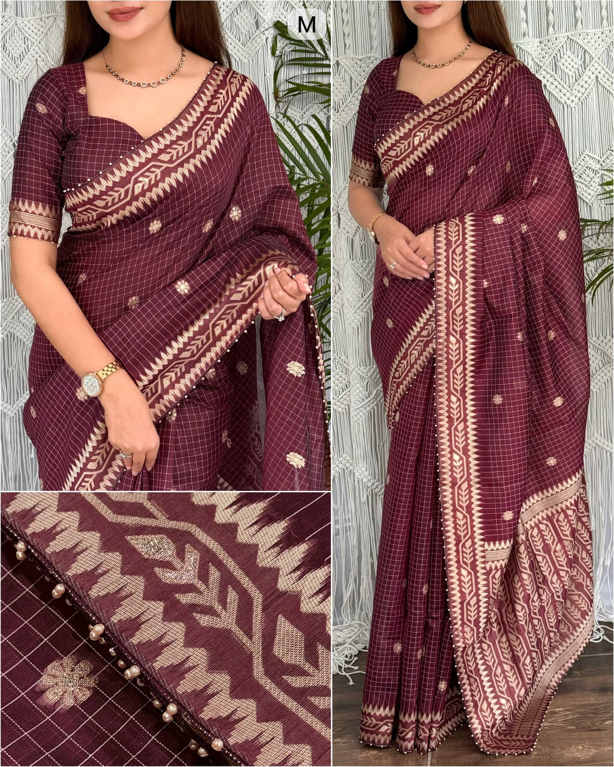 Premium Linen Cotton Jacquard Saree
