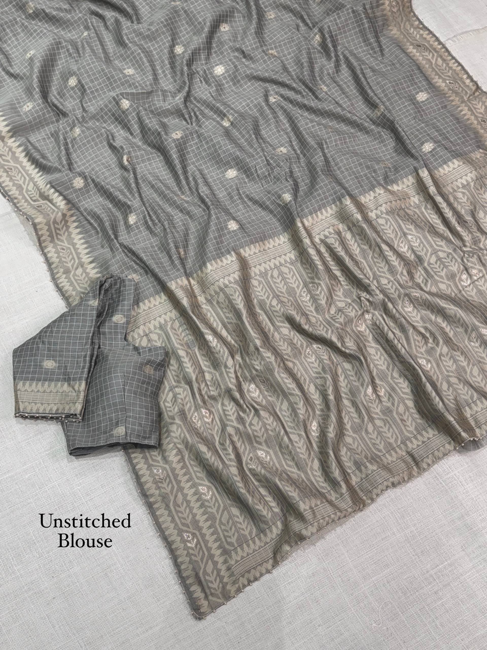 Premium Linen Cotton Jacquard Saree