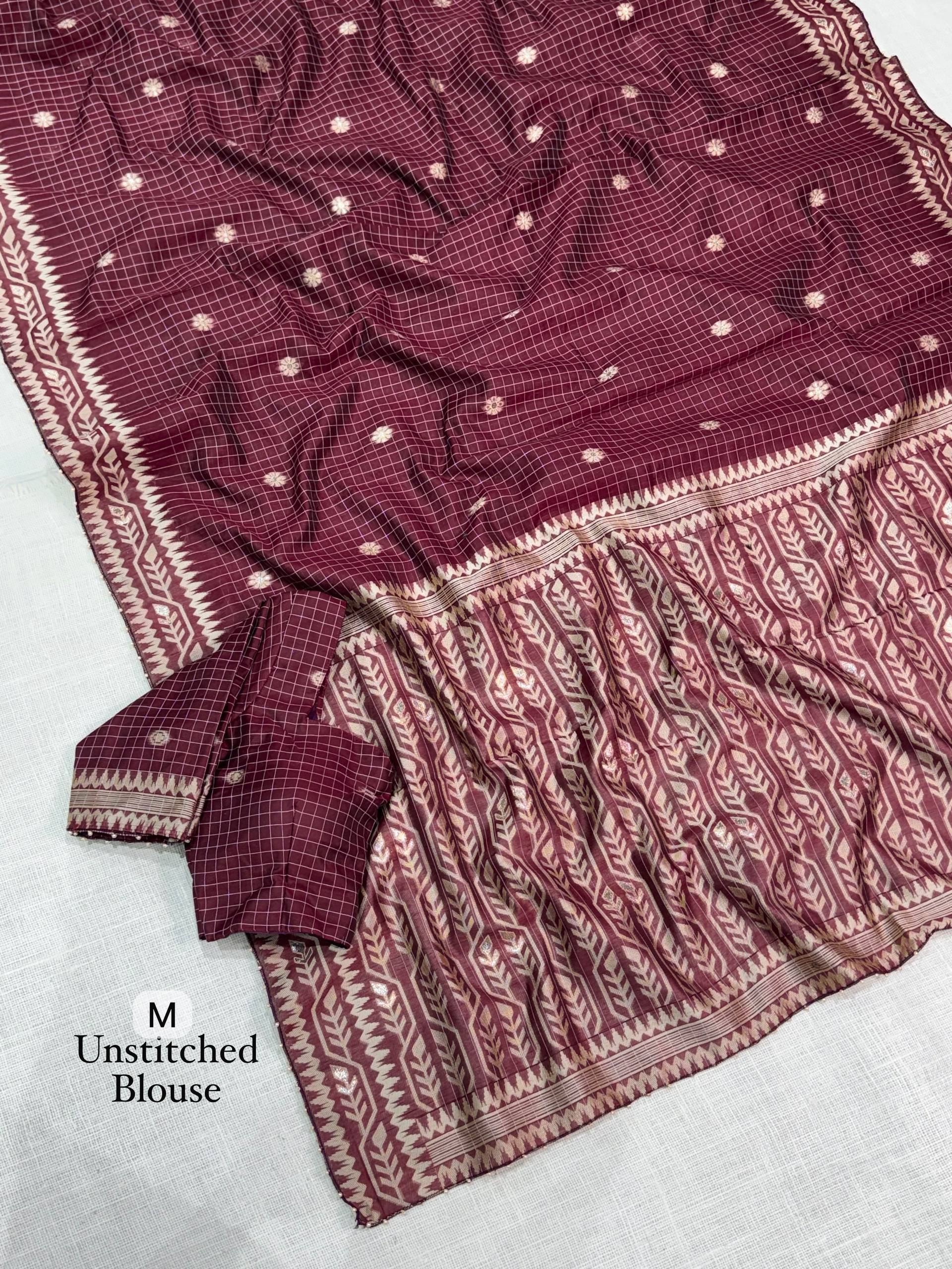 Premium Linen Cotton Jacquard Saree