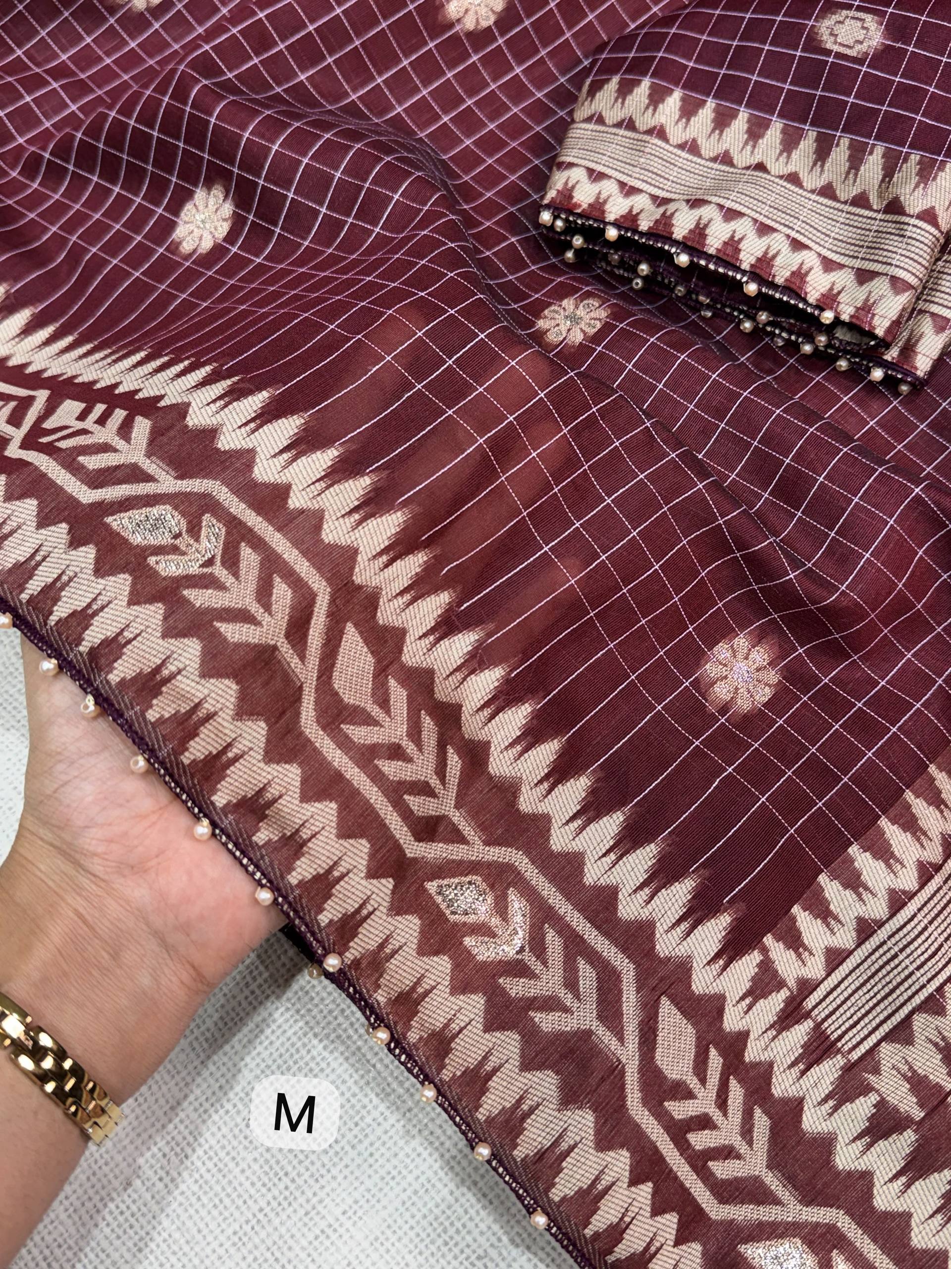 Premium Linen Cotton Jacquard Saree