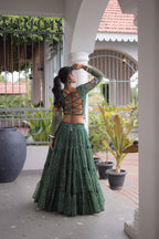 Classic Bandhani Geogrette Lehenga Set With Kutchi Work