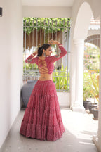 Classic Bandhani Geogrette Lehenga Set With Kutchi Work