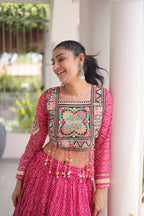 Classic Bandhani Geogrette Lehenga Set With Kutchi Work